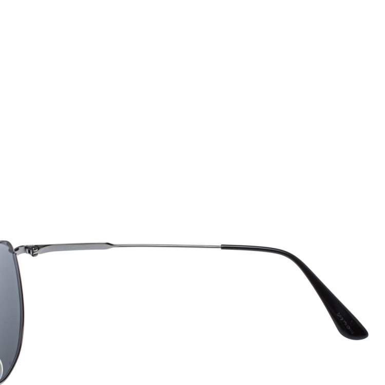 Pre Owned Prada Dark Silver Tone/ Grey SPR 50U Aviator Sunglasses