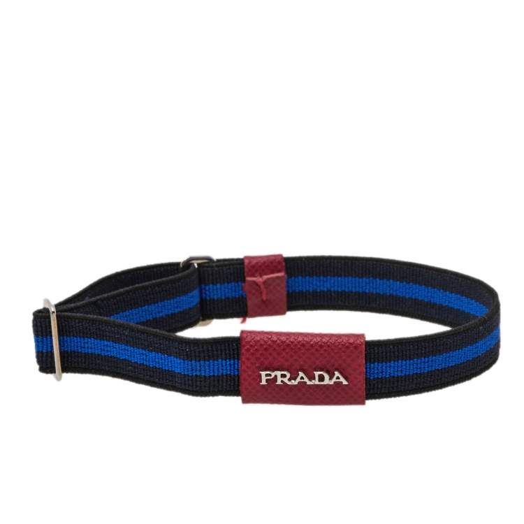Prada Adjustable Striped Shoulder Strap in Blue