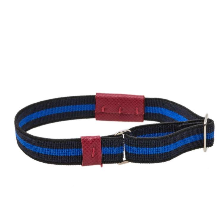 Pre Owned Prada Bicolor Striped Elasticized Adjustable Bracelet 