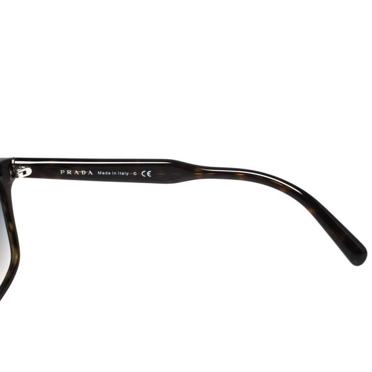 Pre Owned Prada Brown Tortoise SPR 14T Square Sunglasses