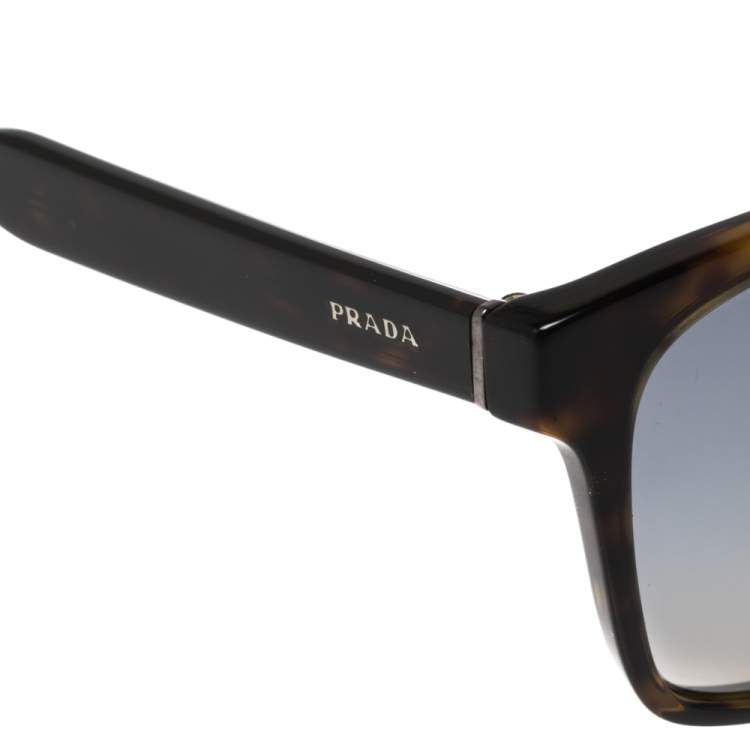 Pre Owned Prada Brown Tortoise SPR 14T Square Sunglasses