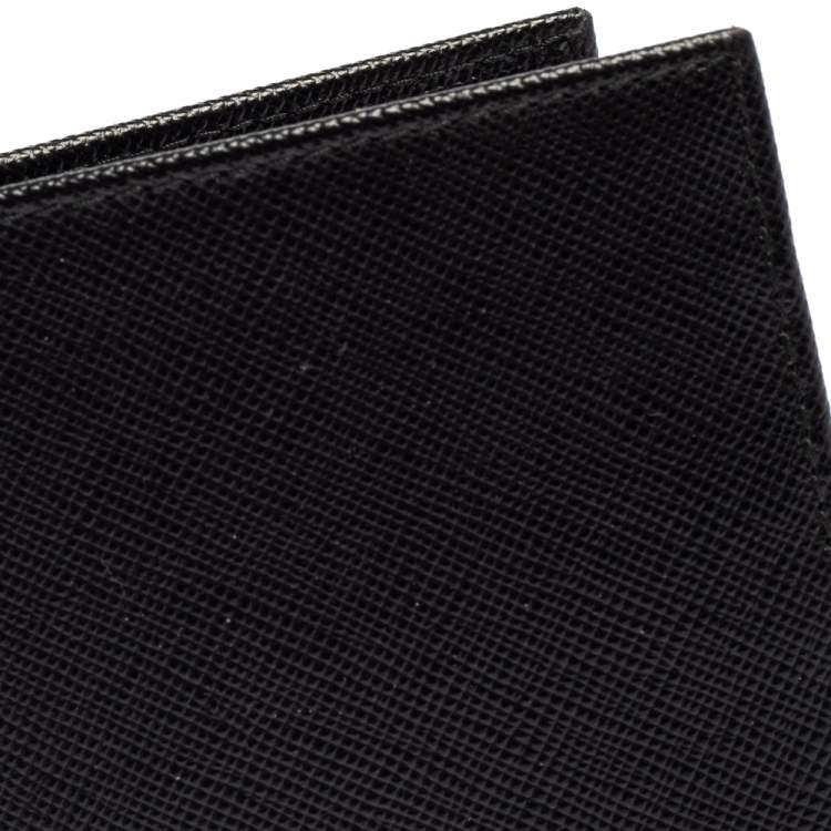 Pre Owned Prada Black Saffiano Lux Leather Passport Holder