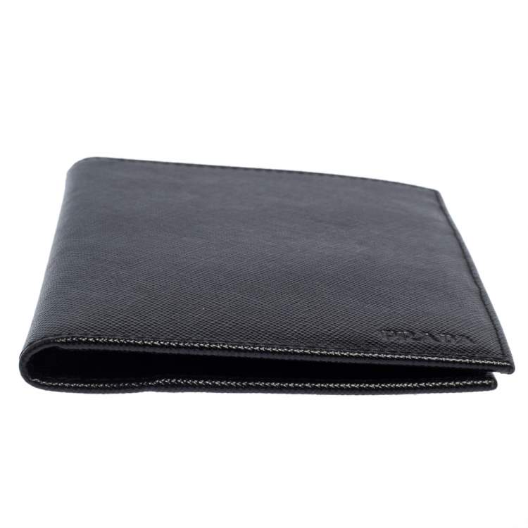 Pre Owned Prada Black Saffiano Lux Leather Passport Holder