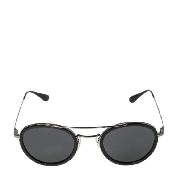 Pre Owned Prada Black Acetate SPR56X Game Sunglasses