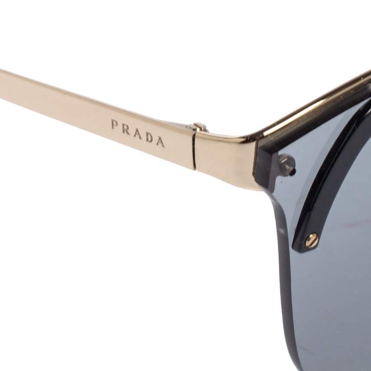 Pre Owned Prada Black Acetate SPR53U Aviator Sunglasses 