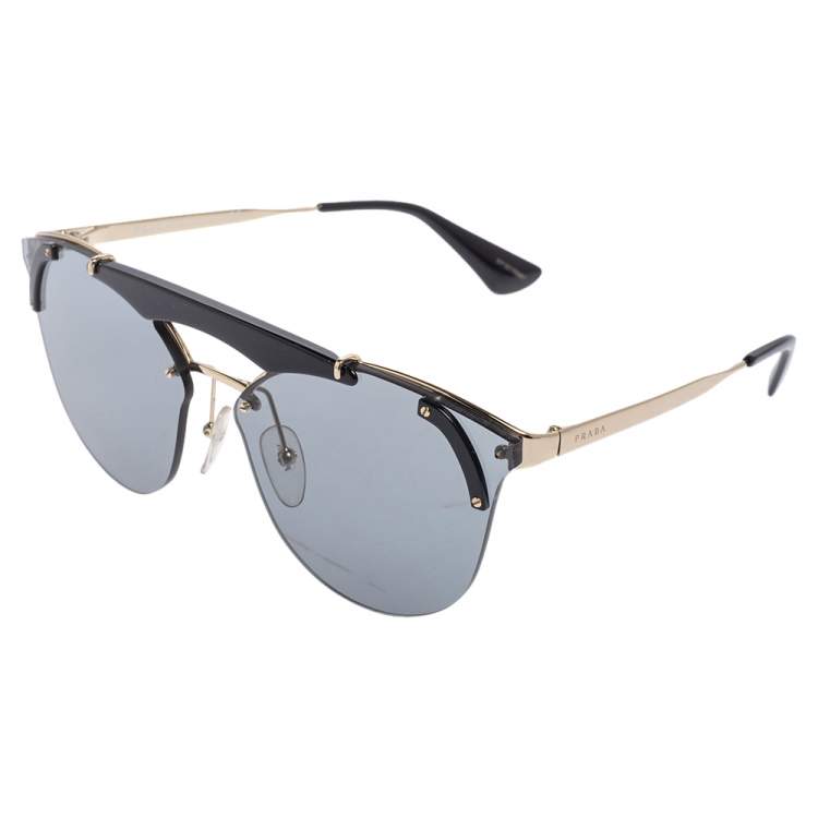 Pre Owned Prada Black Acetate SPR53U Aviator Sunglasses 