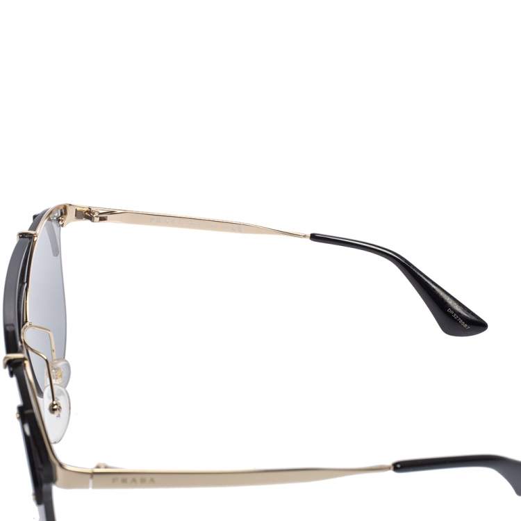 Pre Owned Prada Black Acetate SPR53U Aviator Sunglasses 