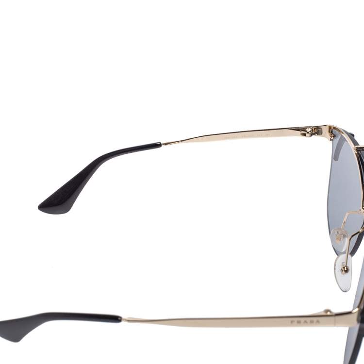 Pre Owned Prada Black Acetate SPR53U Aviator Sunglasses 