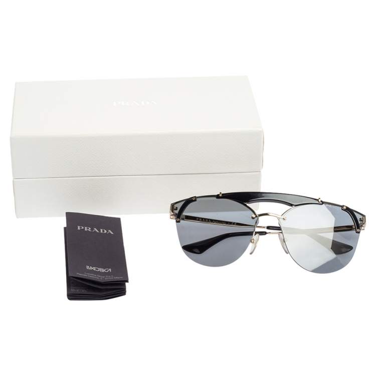 Pre Owned Prada Black Acetate SPR53U Aviator Sunglasses 