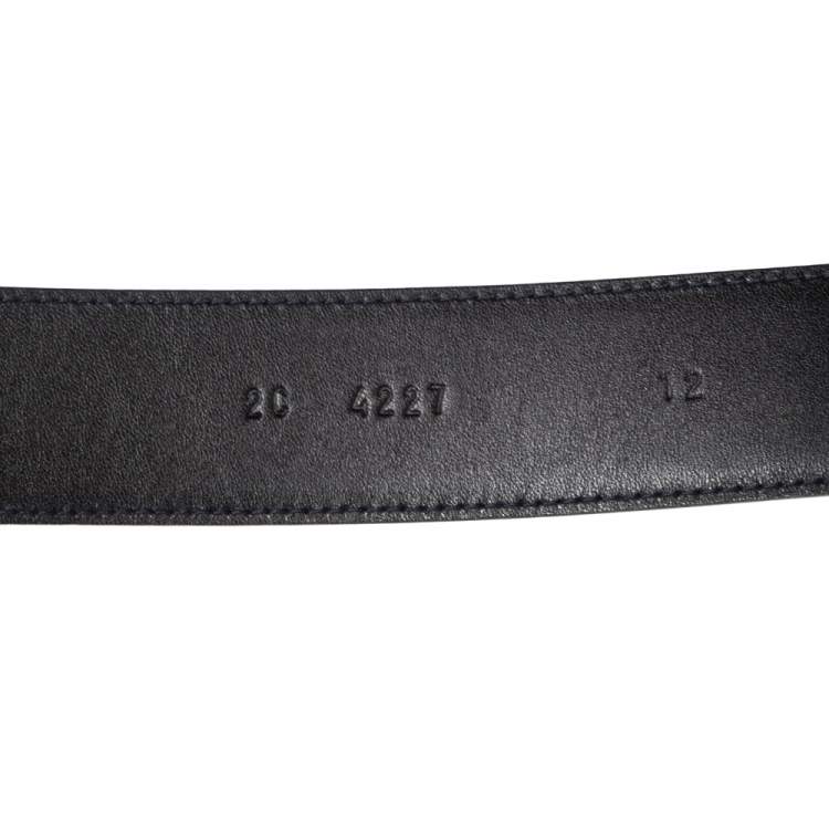 Pre Owned Prada Navy Blue Saffiano Leather Oval Plaque Buckle Belt 90CM
