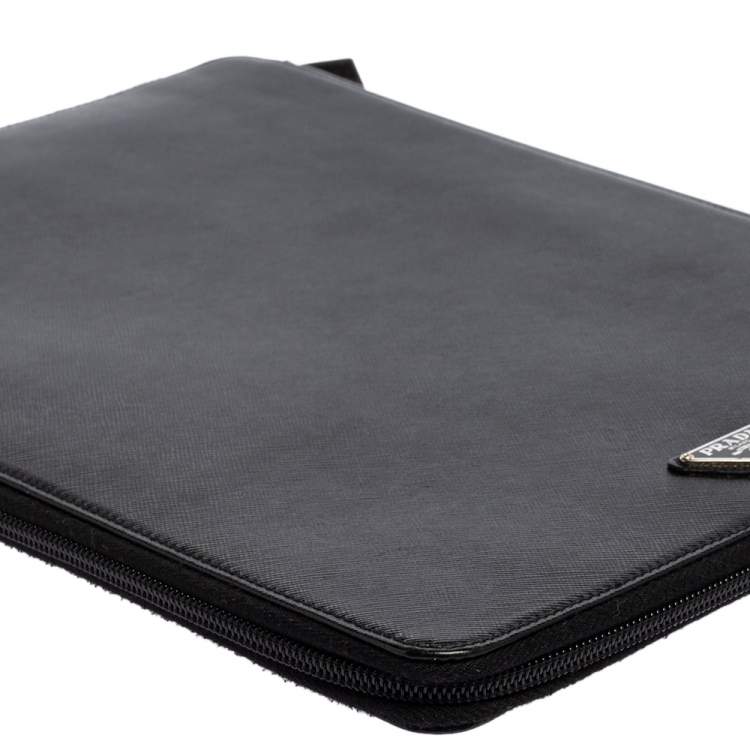 Pre Owned Prada Black Saffiano Leather Document Holder