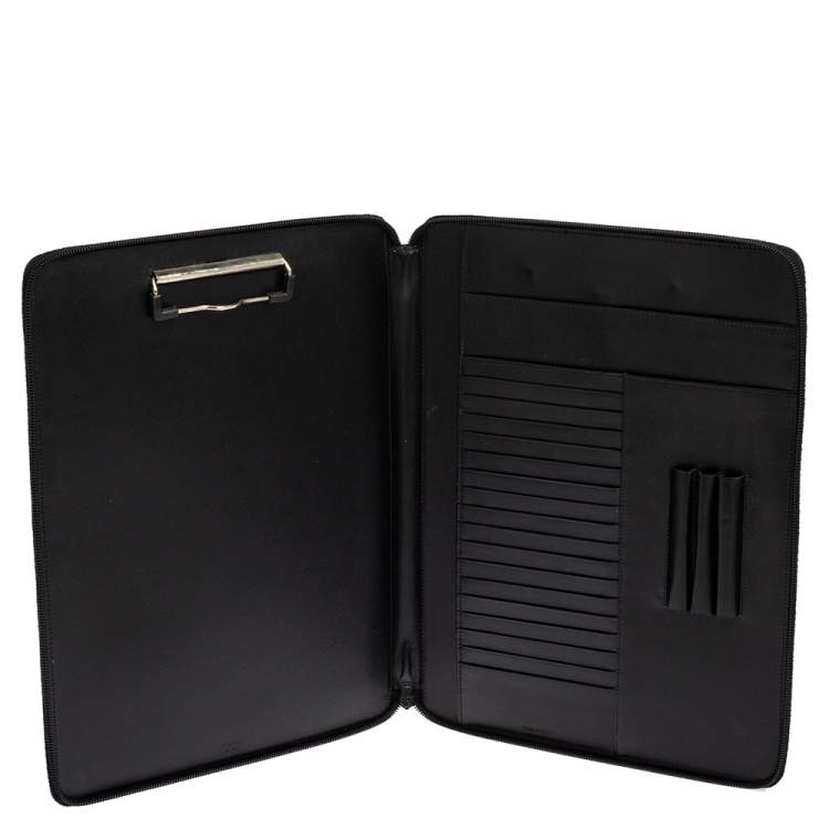 Pre Owned Prada Black Saffiano Leather Document Holder