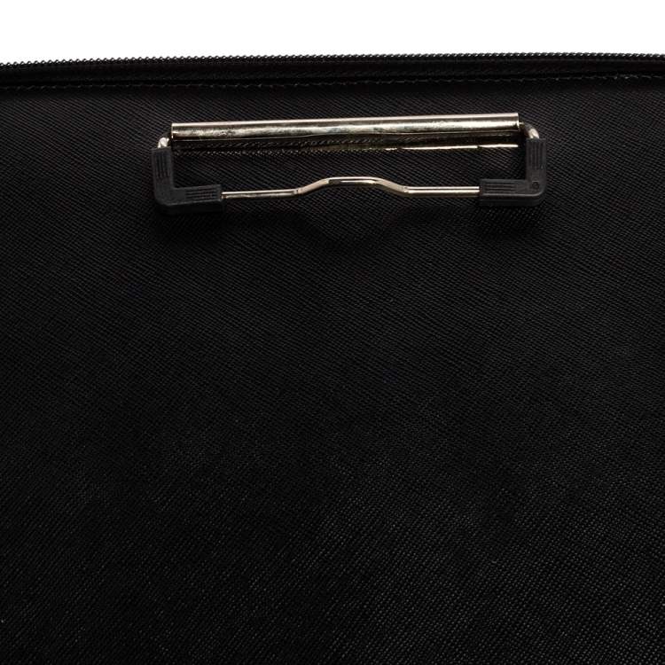 Pre Owned Prada Black Saffiano Leather Document Holder