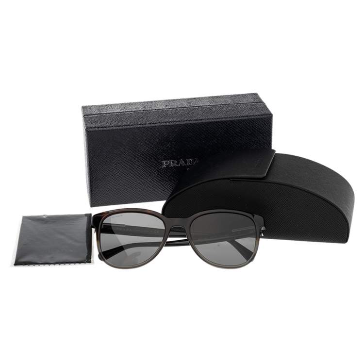 Pre Owned Prada Brown/Grey SPR 08U Square Sunglasses