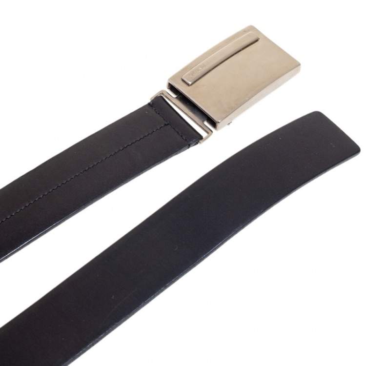 Pre Owned Prada Black Leather Buckle Belt 100 CM