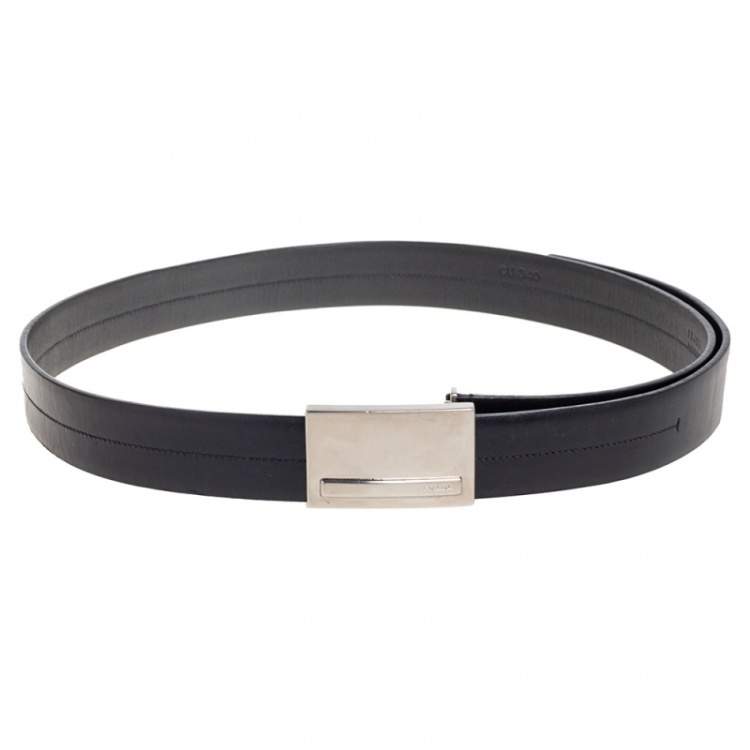 Pre Owned Prada Black Leather Buckle Belt 100 CM
