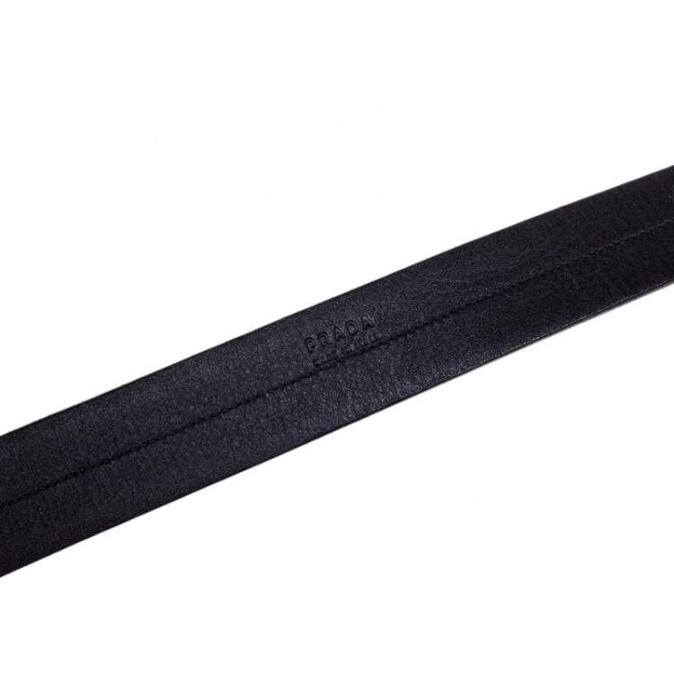 Pre Owned Prada Black Leather Buckle Belt 100 CM