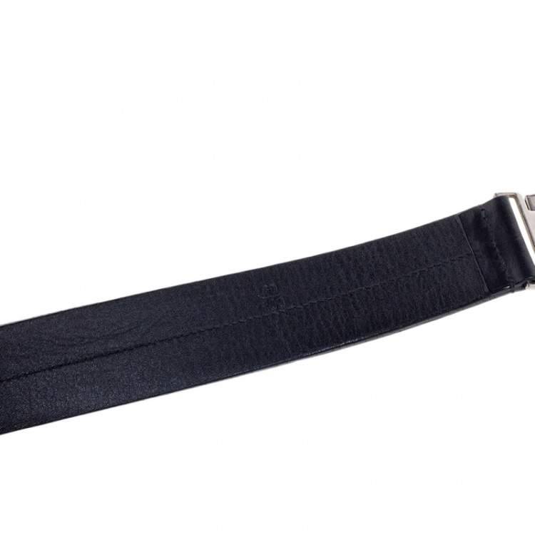 Pre Owned Prada Black Leather Buckle Belt 100 CM