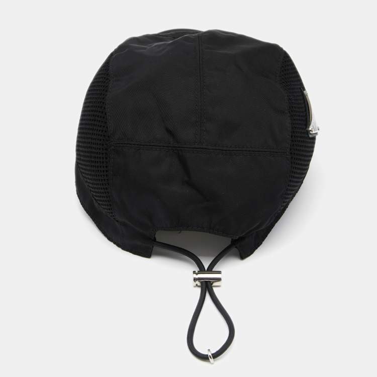 Pre Owned Prada Black Mesh-Panel Nylon Baseball Cap L