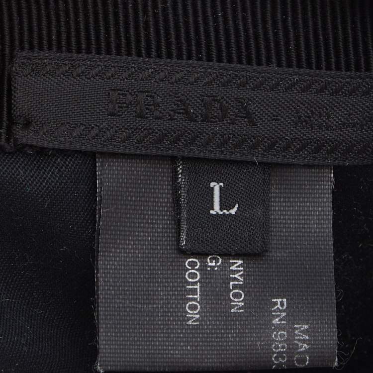 Pre Owned Prada Black Mesh-Panel Nylon Baseball Cap L