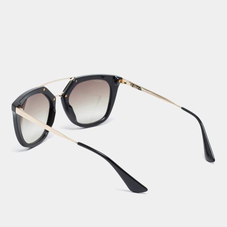 Pre Owned Prada Gold Tone/Brown Gradient SPR13Q Cinema Aviator Sunglasses