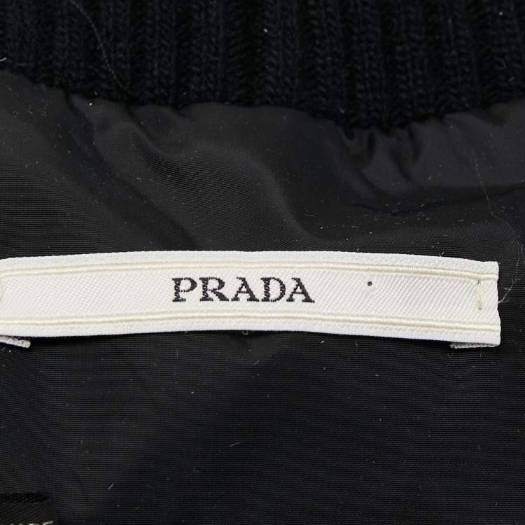 Pre Owned Prada Black Nylon Rib Knit Detail Beanie XL