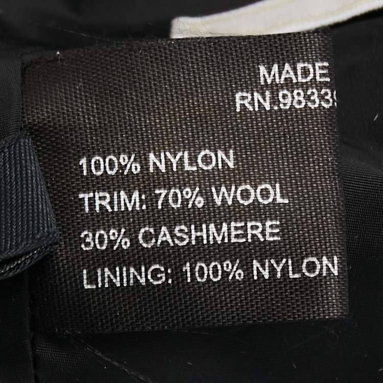 Pre Owned Prada Black Nylon Rib Knit Detail Beanie XL