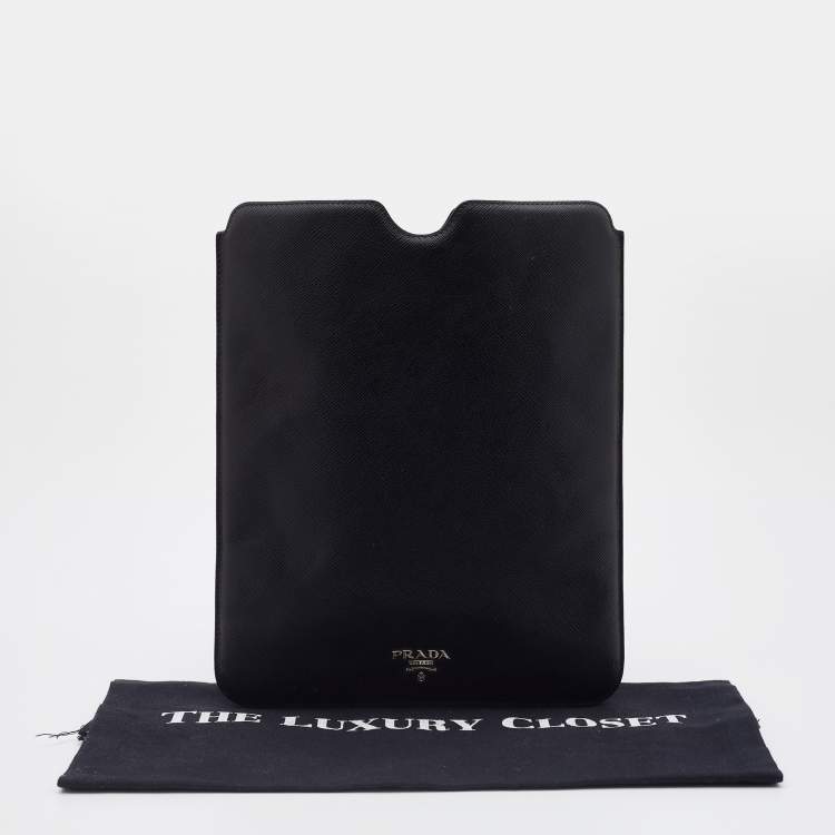 Pre Owned Prada Black Saffiano Leather iPad Cover