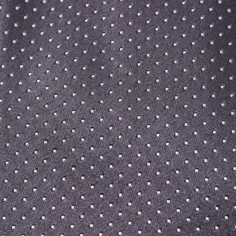 Pre Owned Prada Grey Polka Dot Silk Jacquard Tie