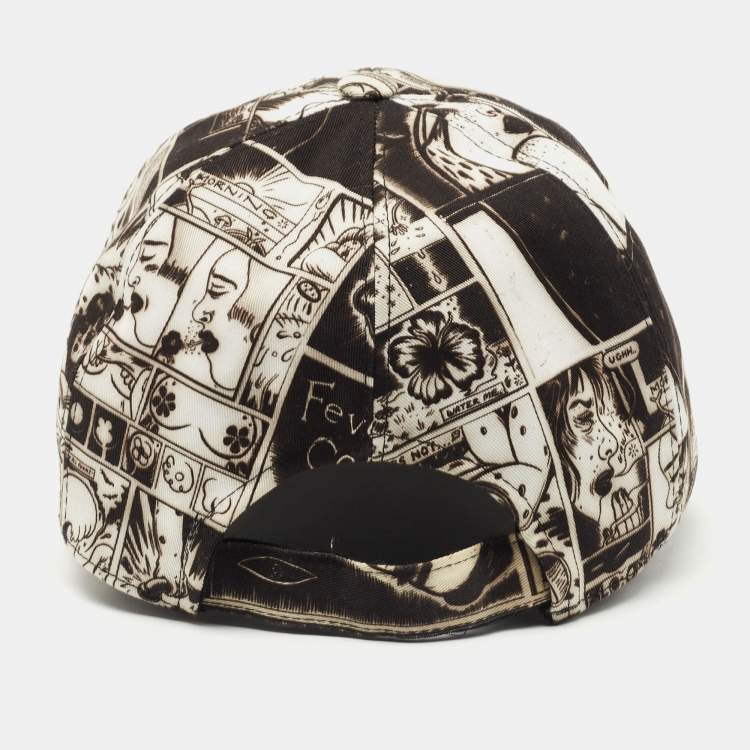 Pre Owned Prada Monochrome Cotton Comic Print Cap S