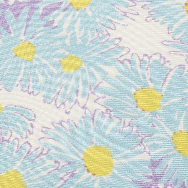 Pre Owned Prada Blue Floral Printed Silk Tie