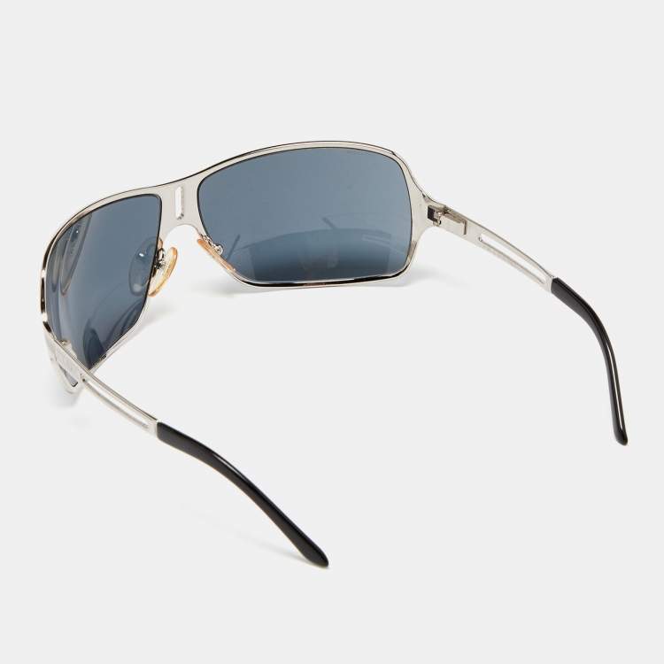 Pre Owned Prada Silver/Black SPR54H Rectangle Sunglasses