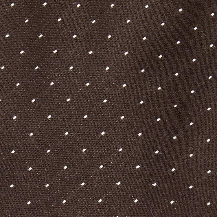 Pre Owned Prada Brown Dotted Silk Narrow Tie