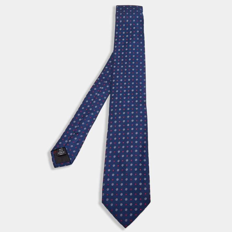 Louis Vuitton Navy Blue Silk Stripe Neck Tie