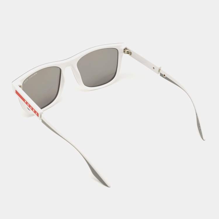 Pre Owned Prada Sport White/Grey Linea Rossa Polarized Sunglasses