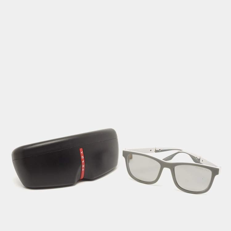Pre Owned Prada Sport White/Grey Linea Rossa Polarized Sunglasses