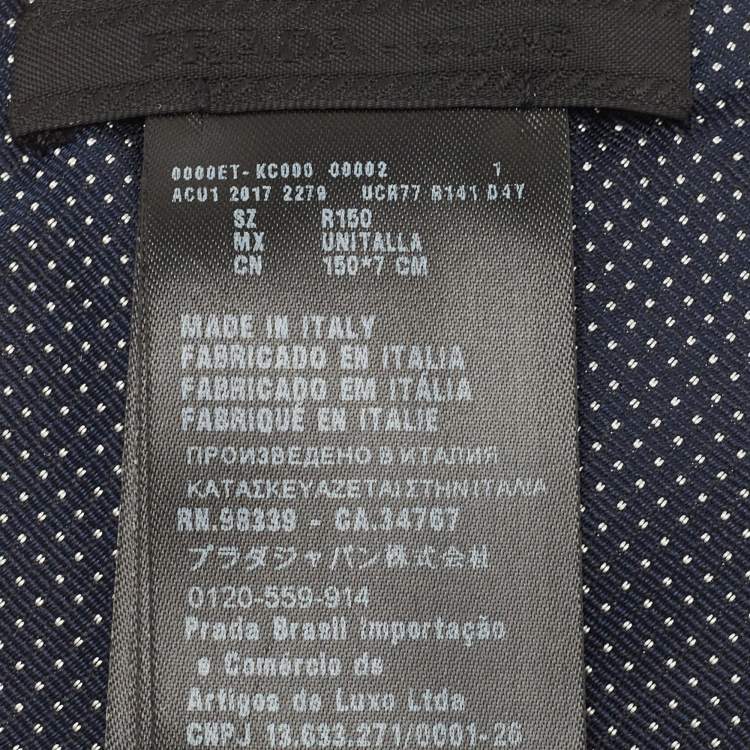 Pre Owned Prada Navy Blue Dotted Silk Slim Tie
