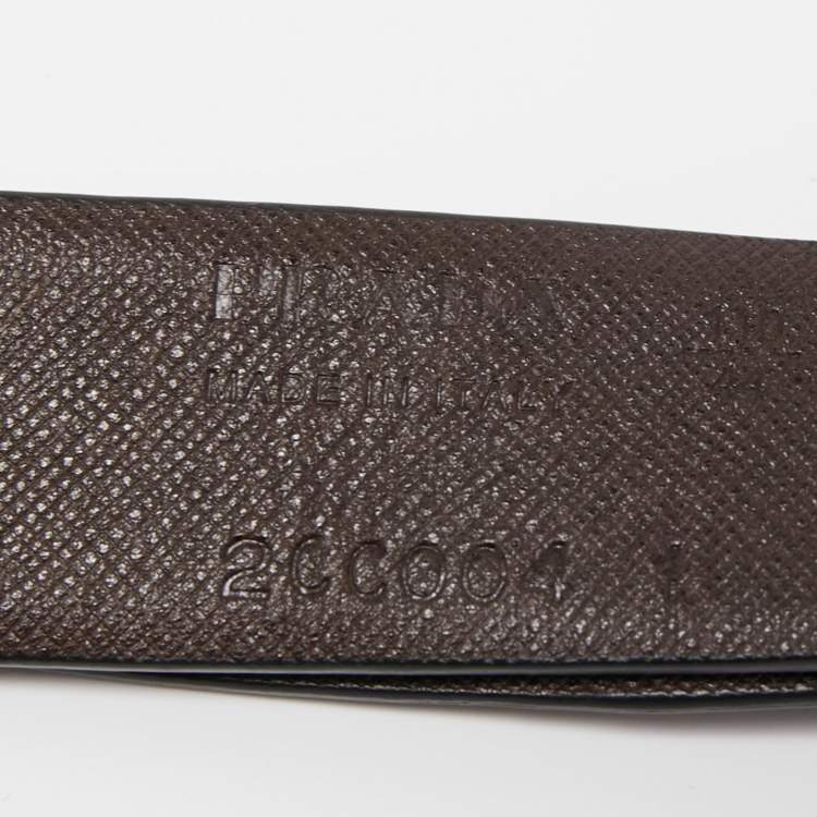 Pre Owned Prada Black/Brown Leather Reversible Buckle Belt 110CM