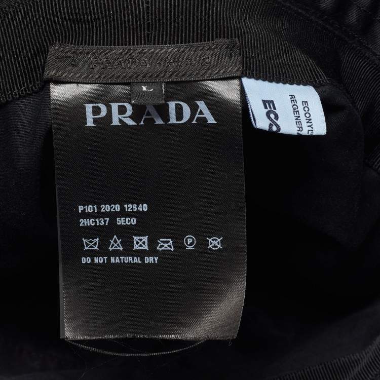 Pre Owned Prada Black Eco-Nylon Bucket Hat L