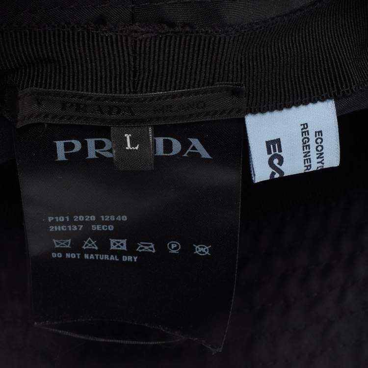 Pre Owned Prada Black Eco-Nylon Bucket Hat L