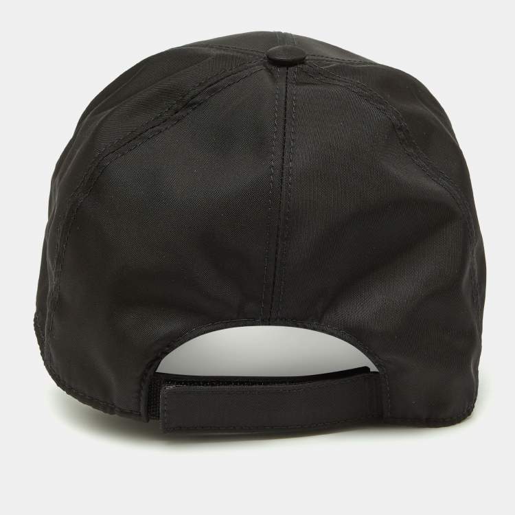 Pre Owned Prada Black Logo Embroidered Polyamide Baseball Cap S