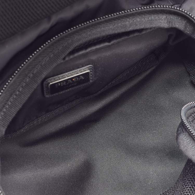 Pre Owned Prada Black Saffiano Leather and Nylon Logo Travel Pouch