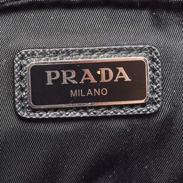 Pre Owned Prada Black Saffiano Leather and Nylon Logo Travel Pouch