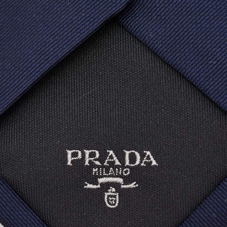 Pre Owned Prada Navy Blue Silk Tie