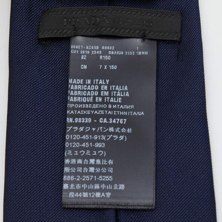 Pre Owned Prada Navy Blue Silk Tie