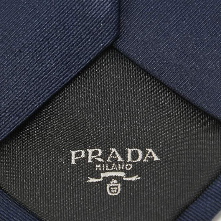 Pre Owned Prada Navy Blue Crepe Tie 