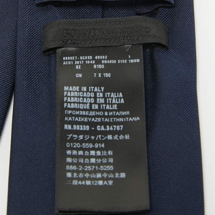 Pre Owned Prada Navy Blue Crepe Tie 