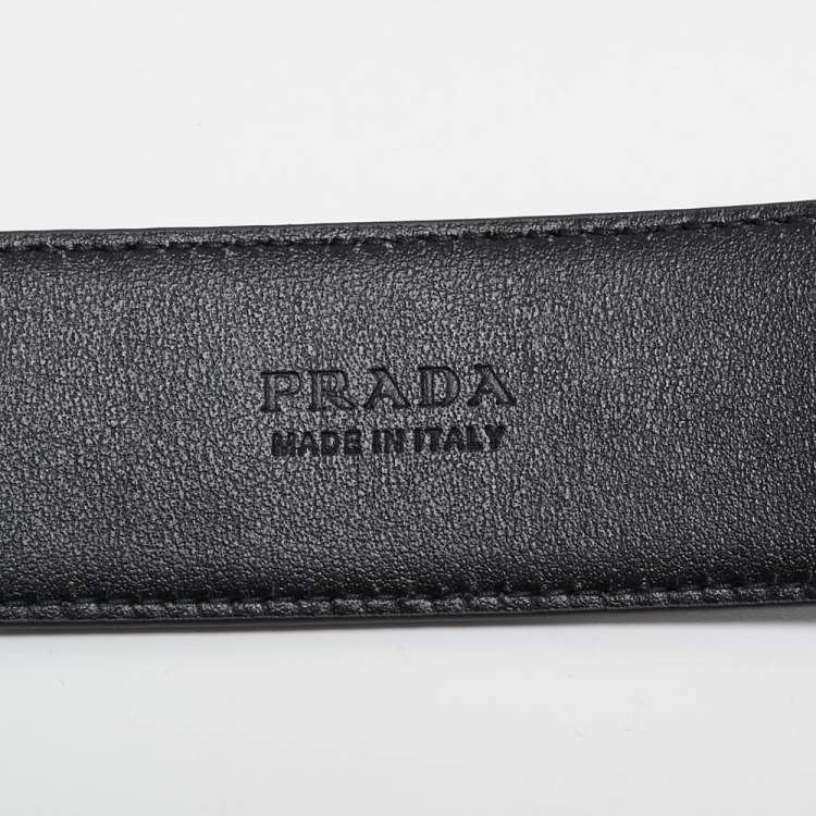 Pre Owned Prada Black Leather Buckle Belt 85CM