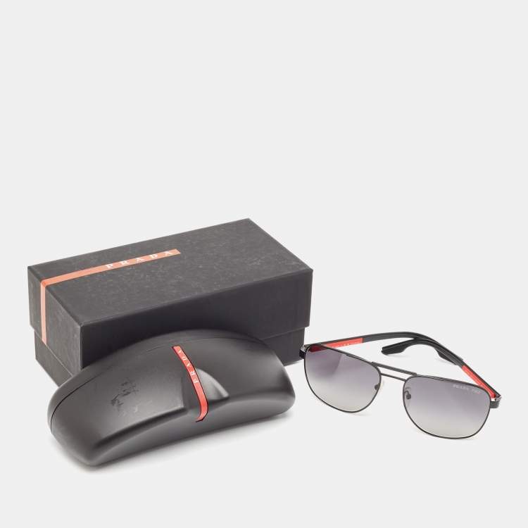 Pre Owned Prada Sport Black/Red Gradient SPS53X Linea Rossa Sqaure Sunglasses
