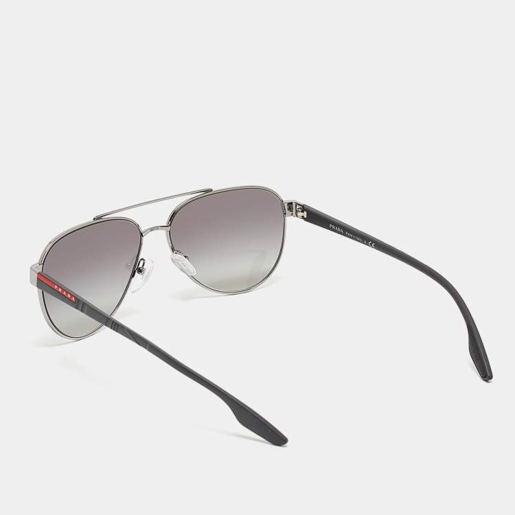 Pre Owned Prada Sport Black SPS 54T Aviator Sunglasses